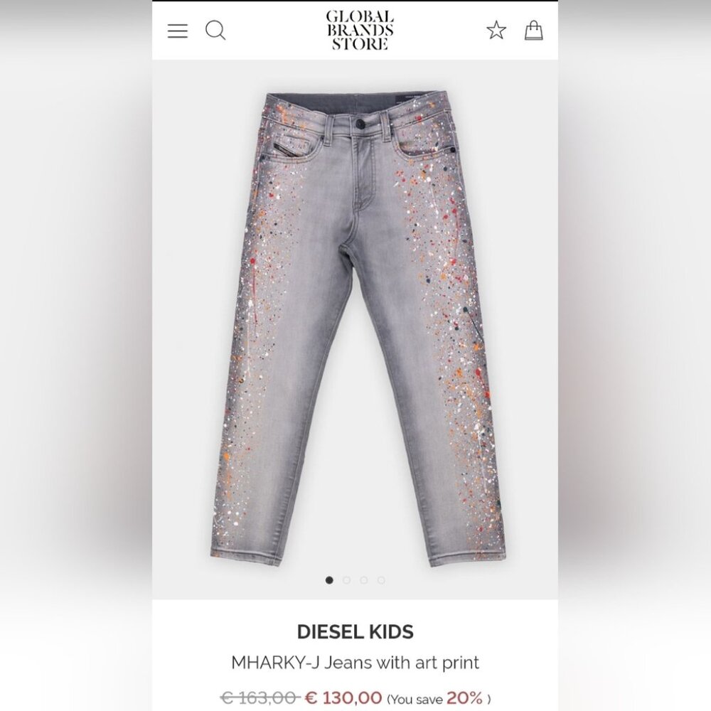 NWT Diesel Kids Boys Jeans Joggers Mharky-J Paint Splatter Stretch 12Y 28-30"